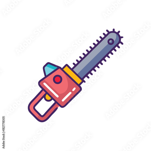 Chainsaw Weapon Vector Color Icon Illustration