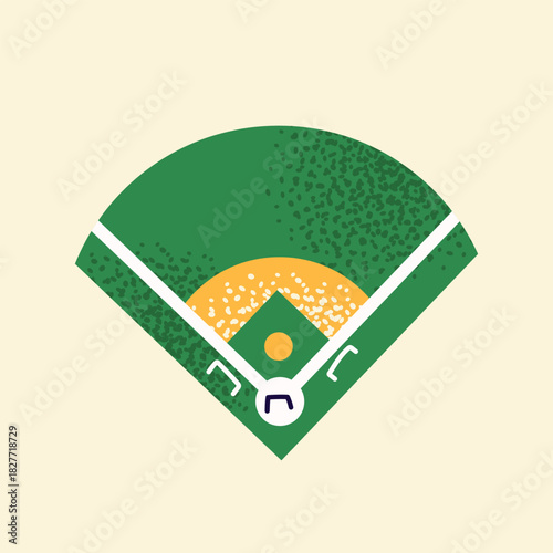 Baseball Field Vector Icon. Green Diamond, Infield, Pitcher's Mound, and Home Plate. Sports Game Playing Ground, Stadium Location Illustration.  American team sport competition concept.