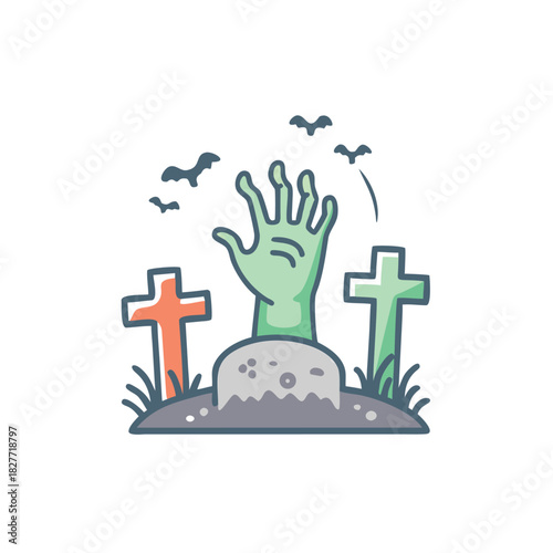 Cursed Grave Vector Color Icon Illustration
