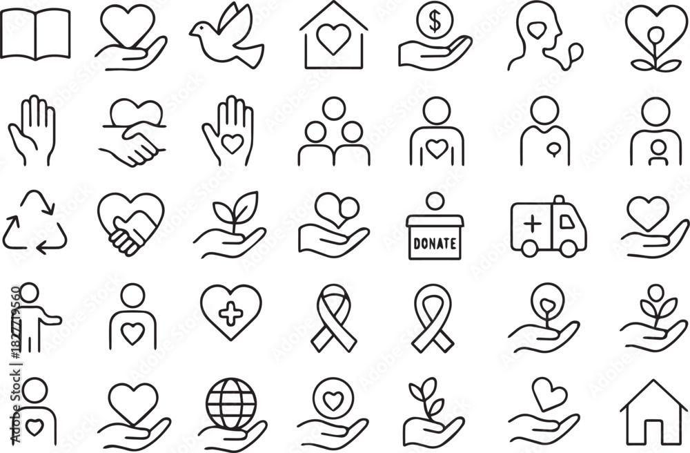 Fototapeta premium Social Responsibility Line Icons Set – 40 Editable Stroke Icons