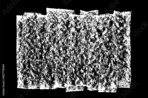 Scribble hand drawn in chalk on black background. Monochrome stain element. Digitally generated image. Vector illustration, Eps 10.