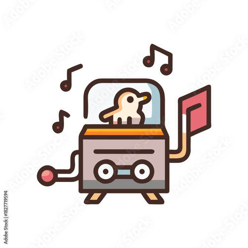 Haunted Music Box Vector Color Icon Illustration
