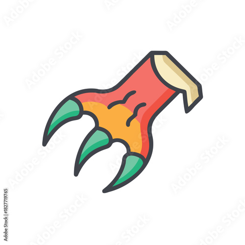 Monster Claw Vector Color Icon Illustration