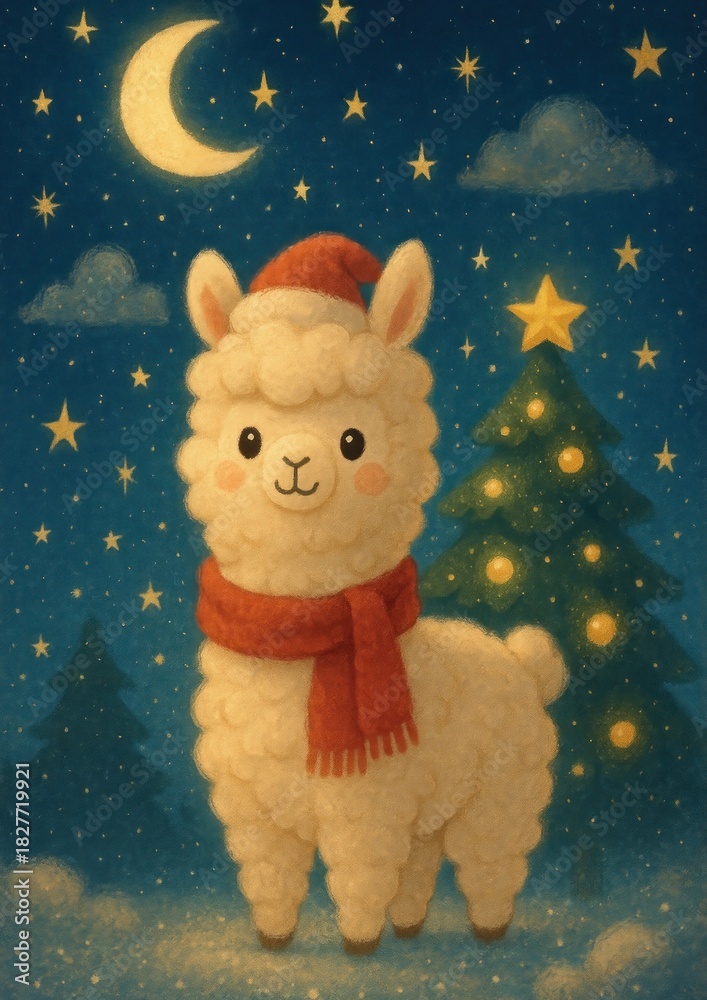 Fototapeta premium Cute festive llama wallpaper