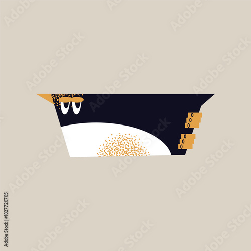 Abstract geometric stylized penguin characters isolated on background. Funny sad birds, winter wildlife, annoyed faces concept. Vector flat illustration