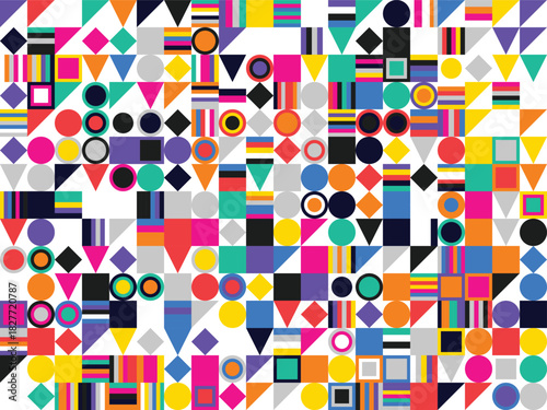 Colorful abstract geometric seamless pattern for modern graphic design and vibrant backgrounds isolated PNG with Transparent Background