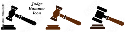 Judge hammer icon, gavel law, hammer for sentencing and bills, court, justice, with stand. Vector illustration