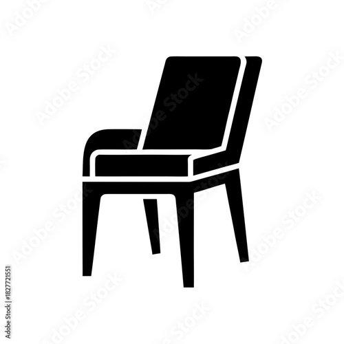 Illustration of a black modern chair on transparent background silhouette