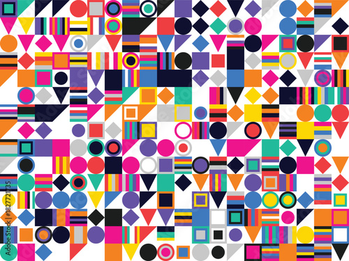 Abstract seamless geometric shapes pattern creating a vibrant modern background design isolated PNG with Transparent Background