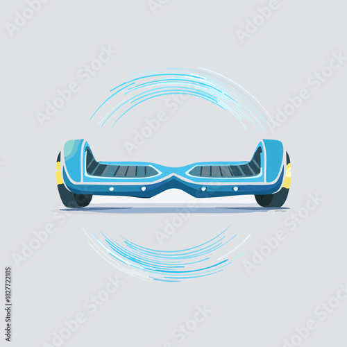 Blue Hoverboard with Motion Trails on Light Gray Background.