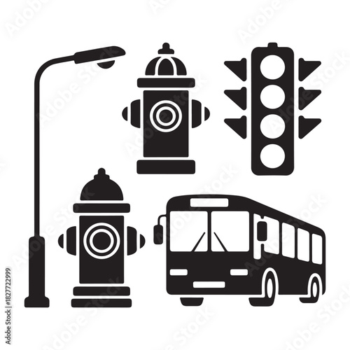 Emergency fire hydrant street equipment minimal vector illustration