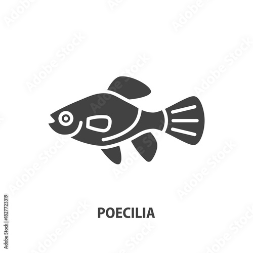 Poecilia glyph icon. Southern platyfish vector sign. Aquarium fish symbol.