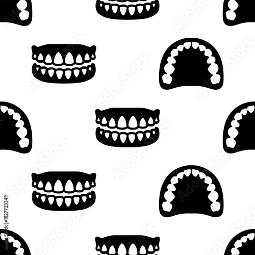 dentist tooth seamless pattern isolated on transparent background.