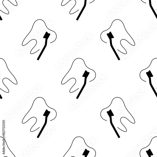 dentist tooth seamless pattern isolated on transparent background.