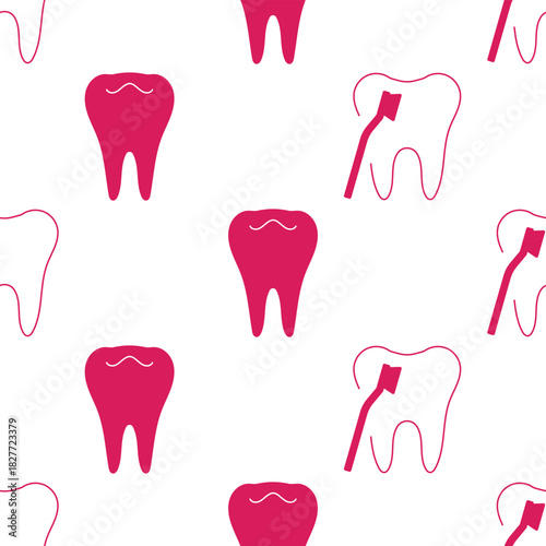 dentist tooth seamless pattern isolated on transparent background.