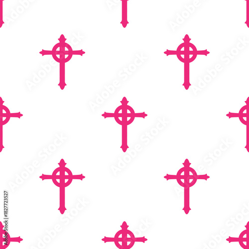 christian cross seamless pattern isolated on transparent background.