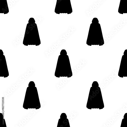 dark robes seamless pattern isolated on transparent background.