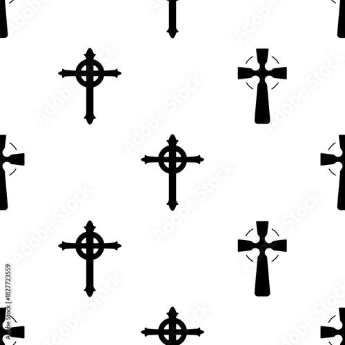 christian cross seamless pattern isolated on transparent background.