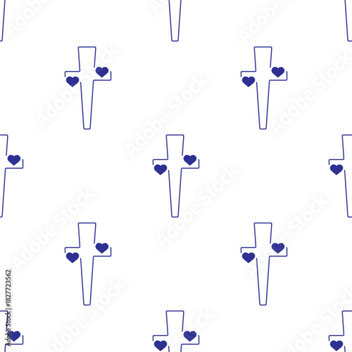 christian cross seamless pattern isolated on transparent background.
