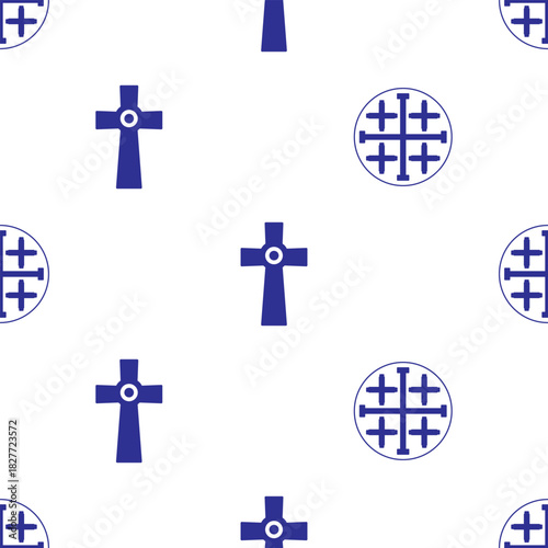 christian cross seamless pattern isolated on transparent background.