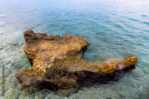 Fototapeta Naklejka Na Ścianę i Meble -  Coastline with rocky beach. Croatia, Makarska. Drone view, aerial photo.