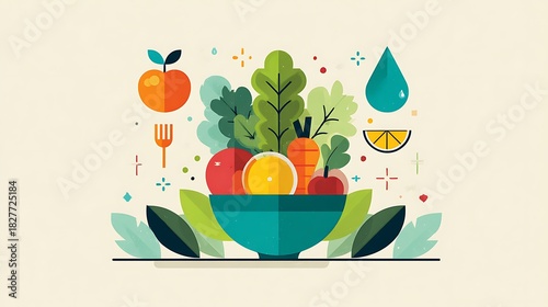Vibrant bowl of fresh fruits and vegetables for healthy eating