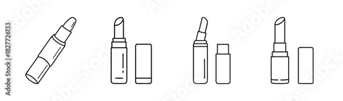 Lipstick and lip balm line icons set. cosmetic makeup beauty product vector