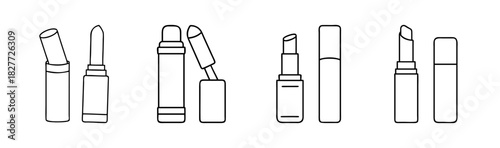 Makeup stick icons set. outline vector illustration of cosmetic products.
