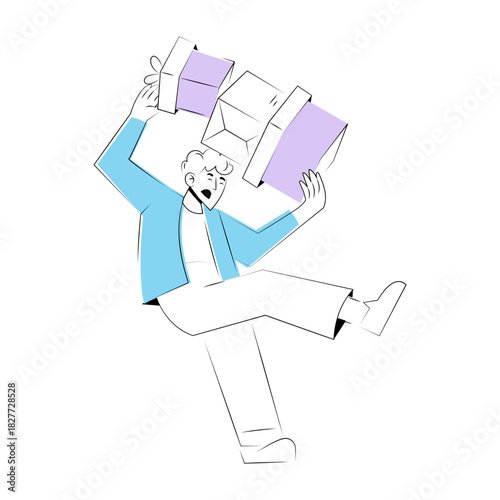 A sketchy style illustration showing a man slipping