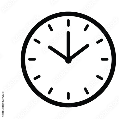 Minimalist Black and White Clock Face untitled illustration
