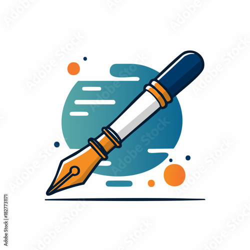 Elegant Fountain Pen Illustration for Creative Writing.