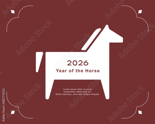 2026 Chinese new year illustration template with horse. 