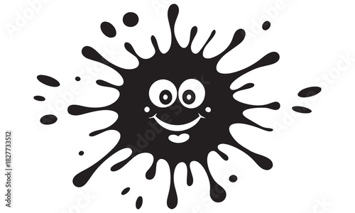 Happy Paint Splat Face Clipart – Smiling Ink Splash SVG PNG