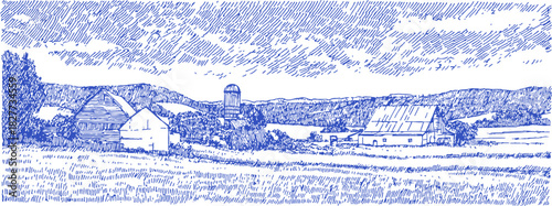annetdebar_Landscape_of_a_rural_farm_with_barns_a_silo_and_op_7652e36e-7eaa-4518-a650-184abf972516_1_traced