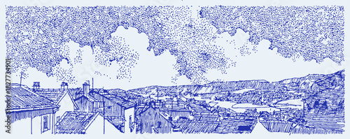 annetdebar_Landscape_of_a_snowy_village_with_small_houses_and_2168ed23-e0f9-4c87-b8ba-a770f1f1882f_2_traced