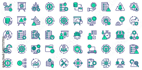 Business Recovery Plan icons collection. Vector illustration. Business Recovery, Recovery Plan, Business Resilience, Continuity Strategy. Pro Vector