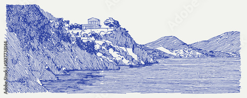 annetdebar_Sketch_of_a_Greek_coastline_with_temples_built_on__3bc2c0d8-2289-4ac6-8e78-112a3ae08db9_3_traced