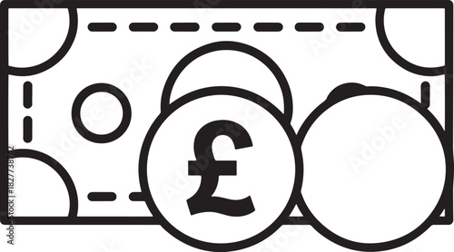 British Pound Sterling Currency Symbol and Coins Icon Vector Graphic money