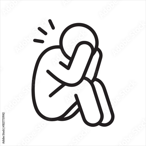 Shame inward collapse outline icon vector