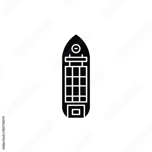 Top down view of a container ship silhouette illustration