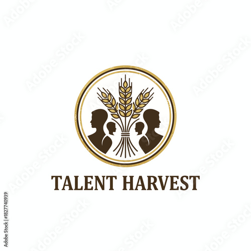 Wheat Grain and People Silhouette Logo for Talent Harvest