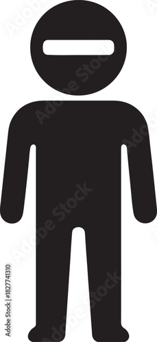 Minimal humanoid agent silhouette with circular head and a single horizontal visor line design.