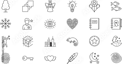 Collection of Diverse Vector Icons Representing Concepts Like Nature, Business, Creativity, and Emotions