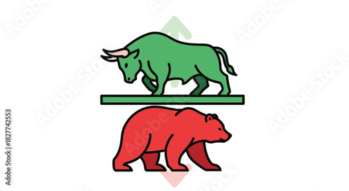 Bull and bear market illustration symbolizing financial trend fluctuations