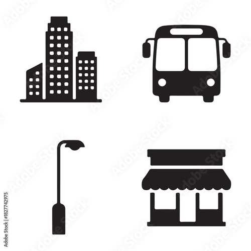 Classic street lamp silhouette vector icon for night city lighting
