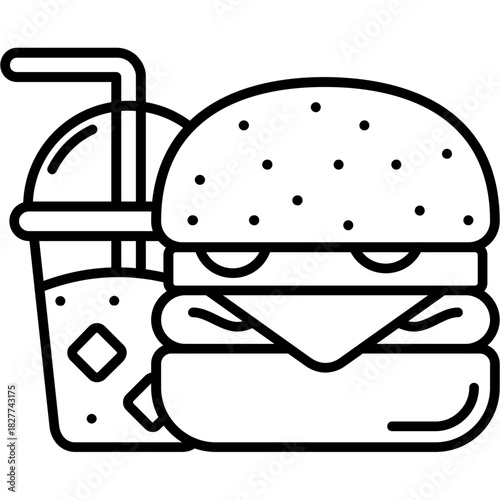 Fast Food Logo Outline Icon
