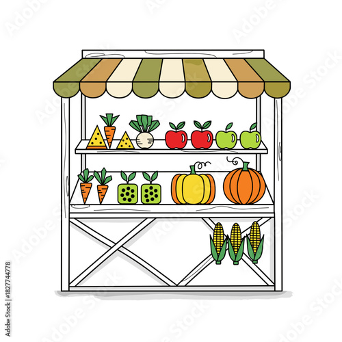 Fresh vegetables and fruits displayed on a farmer market stand  