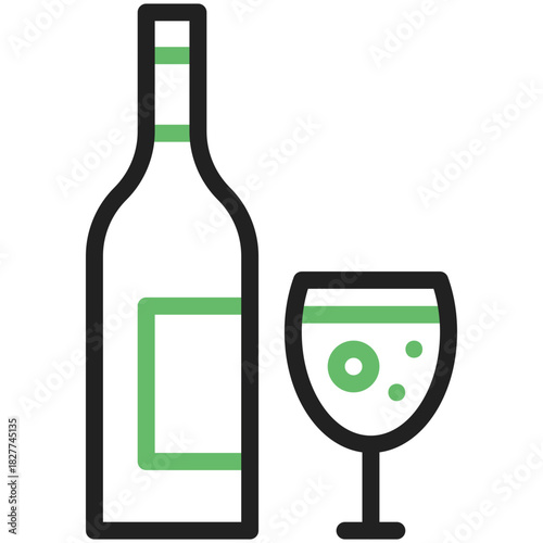 Elegance in a Bottle: A sleek bottle and a refined glass of wine, embodying the essence of sophistication and conviviality. Perfect for those moments of pure enjoyment and refined taste.