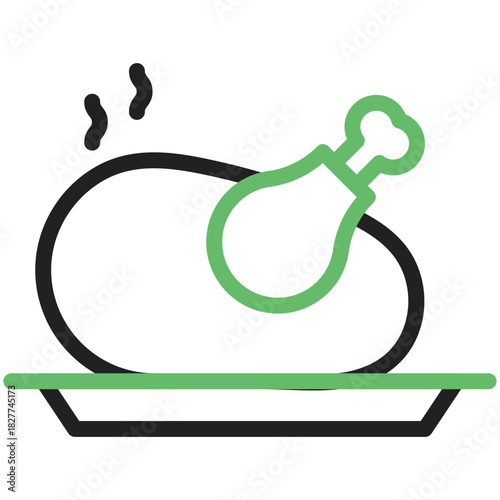 Appetizing poultry: A vibrant illustration of a freshly cooked chicken or turkey, artfully presented on a serving dish, steam rising enticingly to signal the culinary delights.