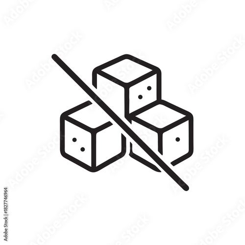 No Sugar Icon Black And White Vector Sugar Free Symbol For Diet And Nutrition Healthy Lifestyle Label